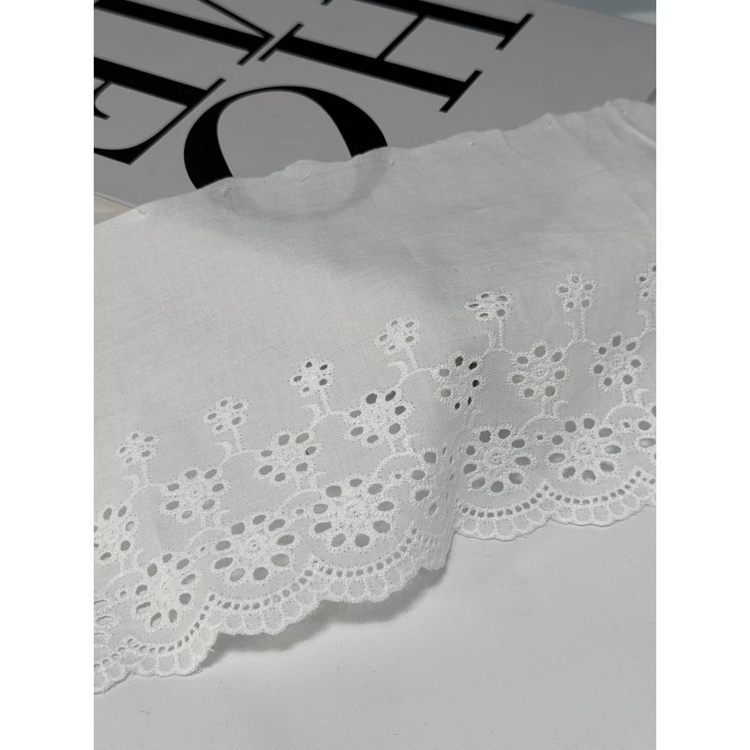 원단스토리 면 자수 레이스원단 둥근 펀칭 소매 밑단 포인트 커텐 1필판매, 1개, 화이트 1필 13,500원