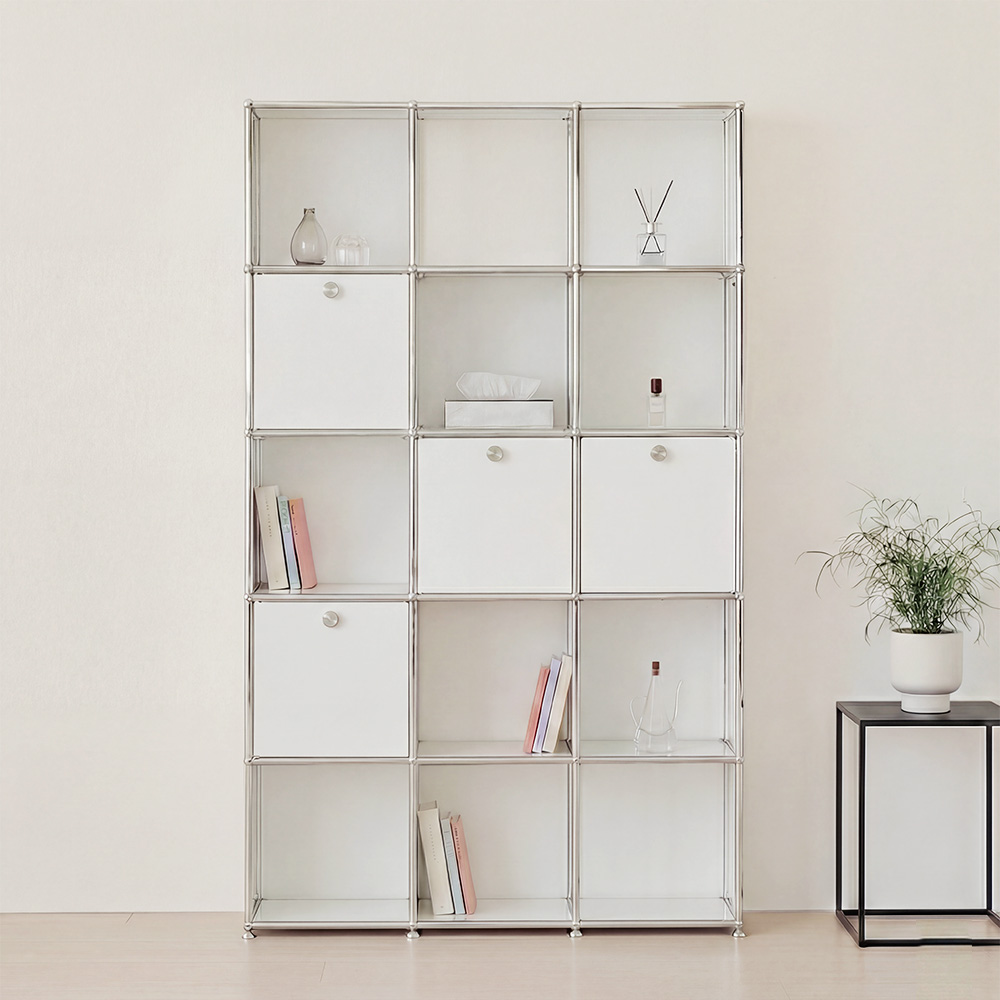 포스트모던 발렌 3X5 미드센츄리 모듈 책장 1200 5단 C3 (4도어) 989,000원