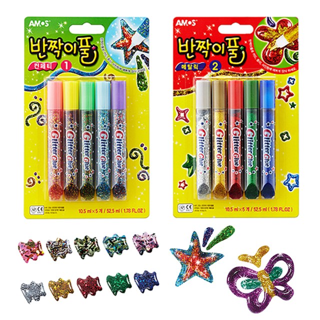 아모스 반짝이풀 5색세트 데코풀 반짝이데코 3,200원