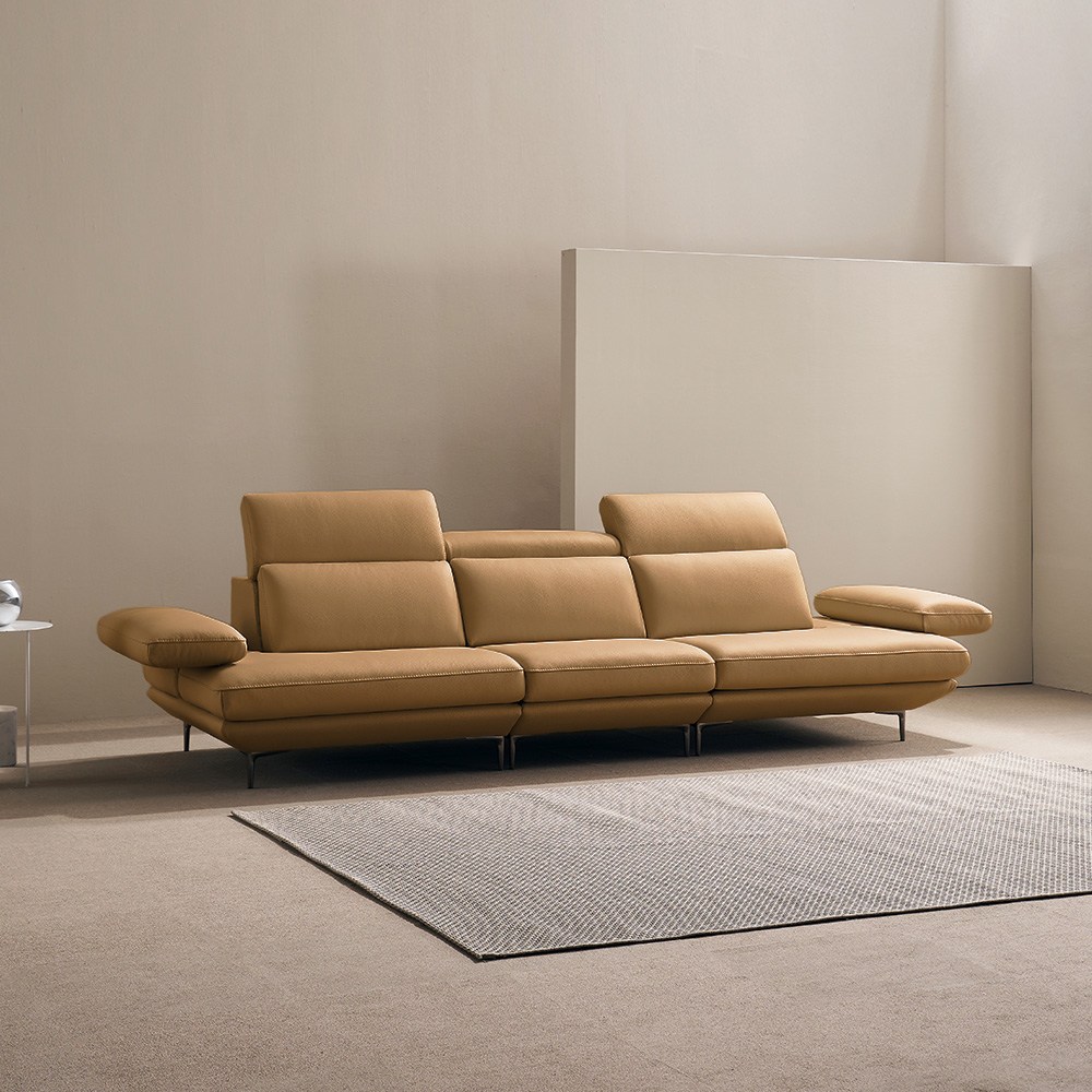 쉐우드가구 모담 이태리 천연통가죽 소가죽 기능성 팔걸이 스윙 소파 4인용 1,749,000원