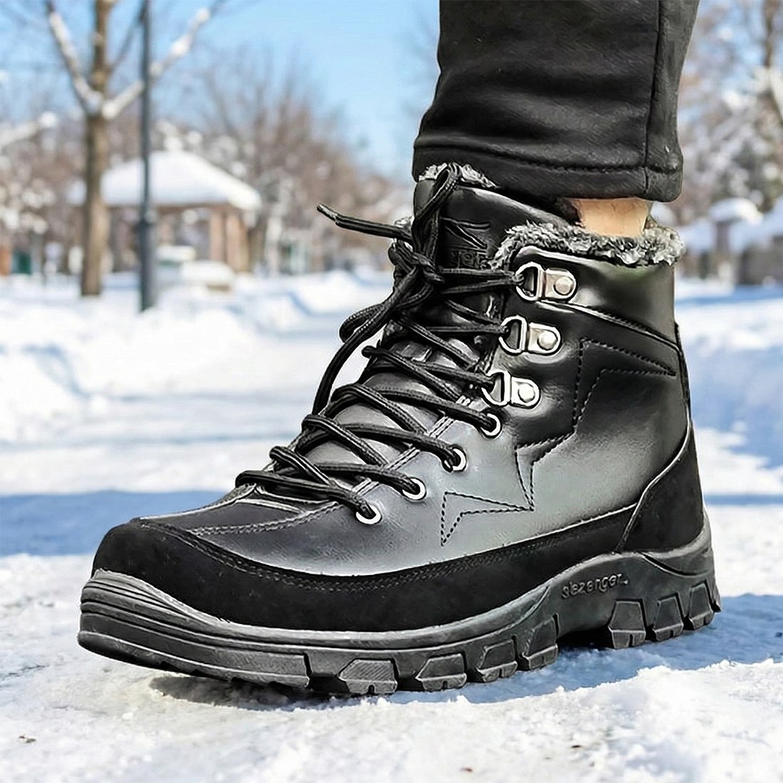 슬레진저 남자 방한화 털 방한 지퍼 앵클 부츠 겨울 퍼 안감 워커 등산화 겨울신발 방수 겨울부츠 겨울워커 털부츠 털워커 29,900원