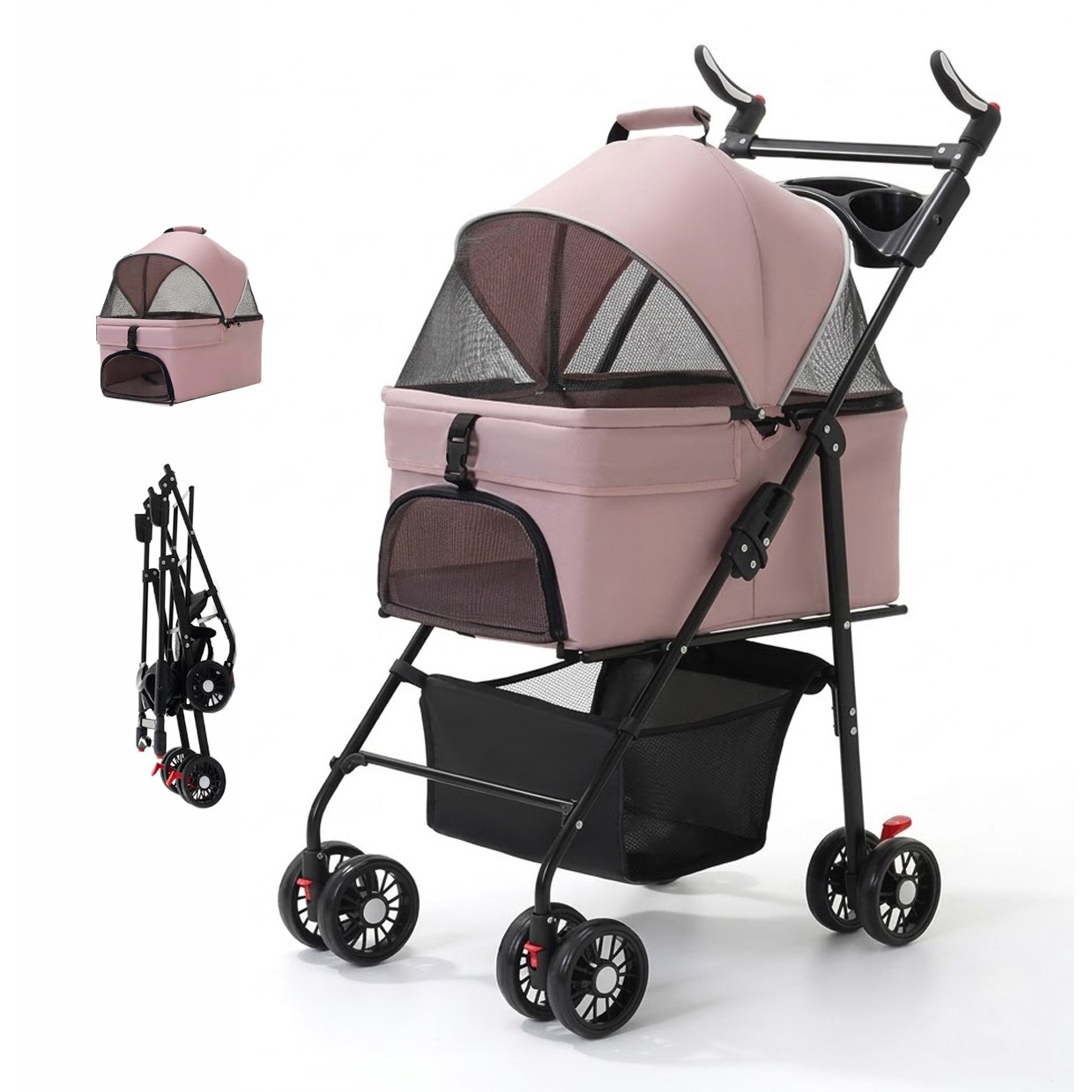 휘서댕 원터치 퀵폴딩 접이식 분리형 초경량 강아지 유모차 57,500원