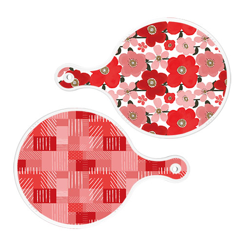 로엠디자인 원형 서빙 도마 보드 2p 붉은빛동백 세트 7,380원