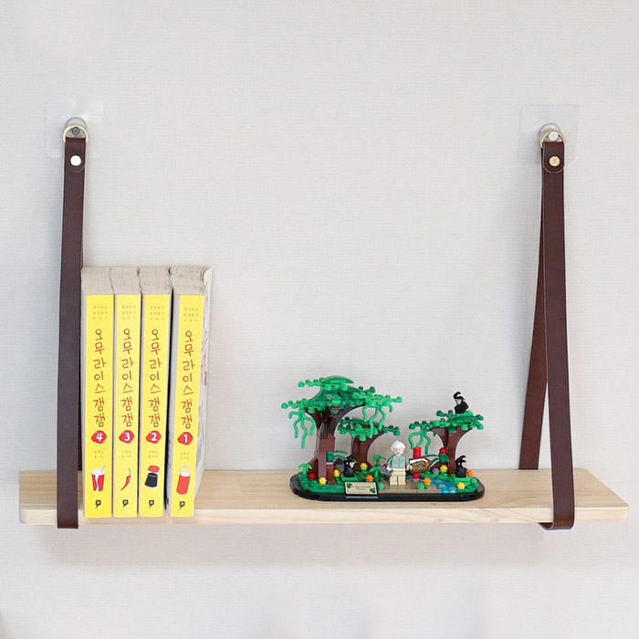 클라우디아 다미아 가죽끈 벽걸이 원목 선반 50,450원