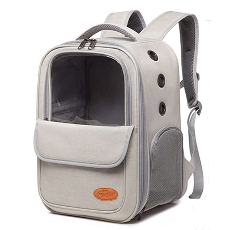 스페이스캣 반려동물 투명창 심플 백팩형 이동가방, 베이지, 1개 33,500원