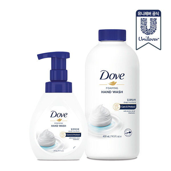 [도브] 포밍 핸드워시 딥너리싱 본품 240ml + 리필 430ml 7,700원