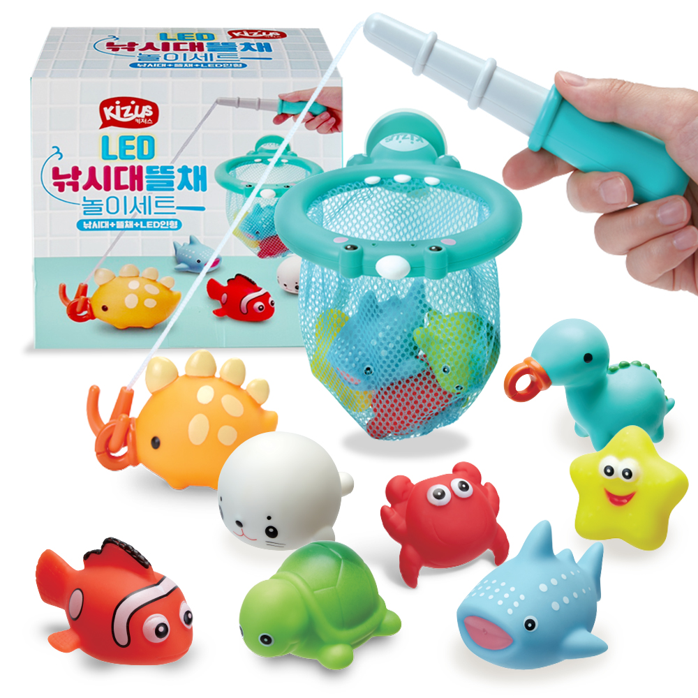 키저스 LED 낚시대 뜰채 놀이 10종 세트, 혼합색상, 1개 27,500원