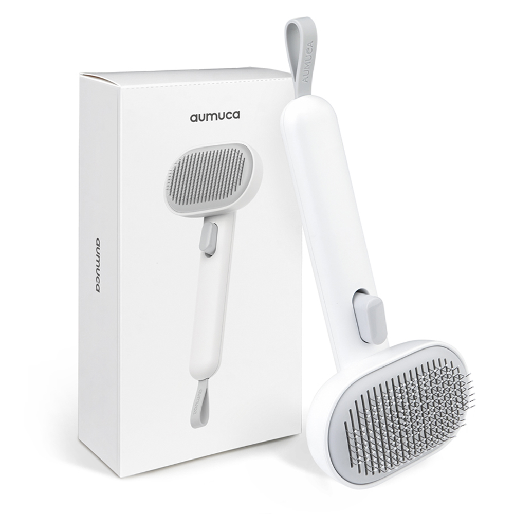 [공식파트너] aumuca 아우무카 반려동물 브러쉬 스마트 케어 장모용 원터치 슬리커 강아지 고양이 빗, 화이트, 1개 18,000원