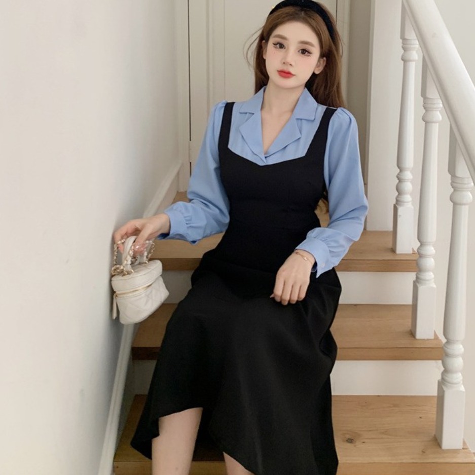 써니핏 하객룩 셔츠 뷔스티에 롱 원피스 오피스룩   ( M~2XL )S1015 18,990원