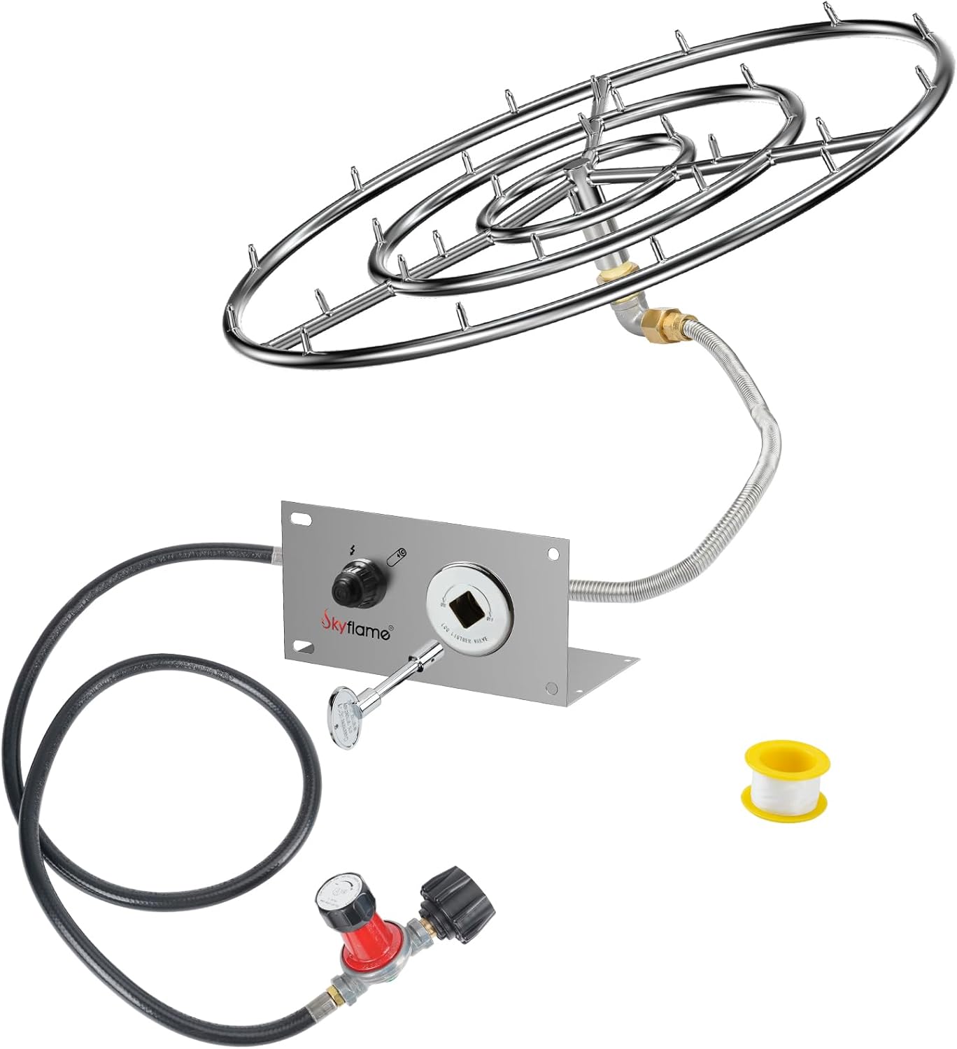Skyflame 30인치 파이어 피트 버너 링 원형 제트 레귤레이터가 있는 연결 호스 및 점화 키트를 포함한 올인원 프로판 설치 키트 실내 또는 실외 테이블에 적합 461,010원