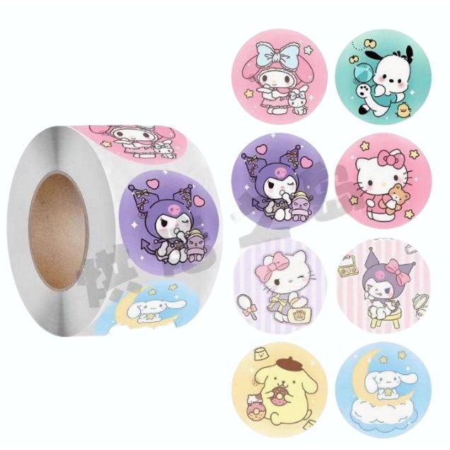 산리오 캐릭터 원형 스티커 롤 500P 6,500원