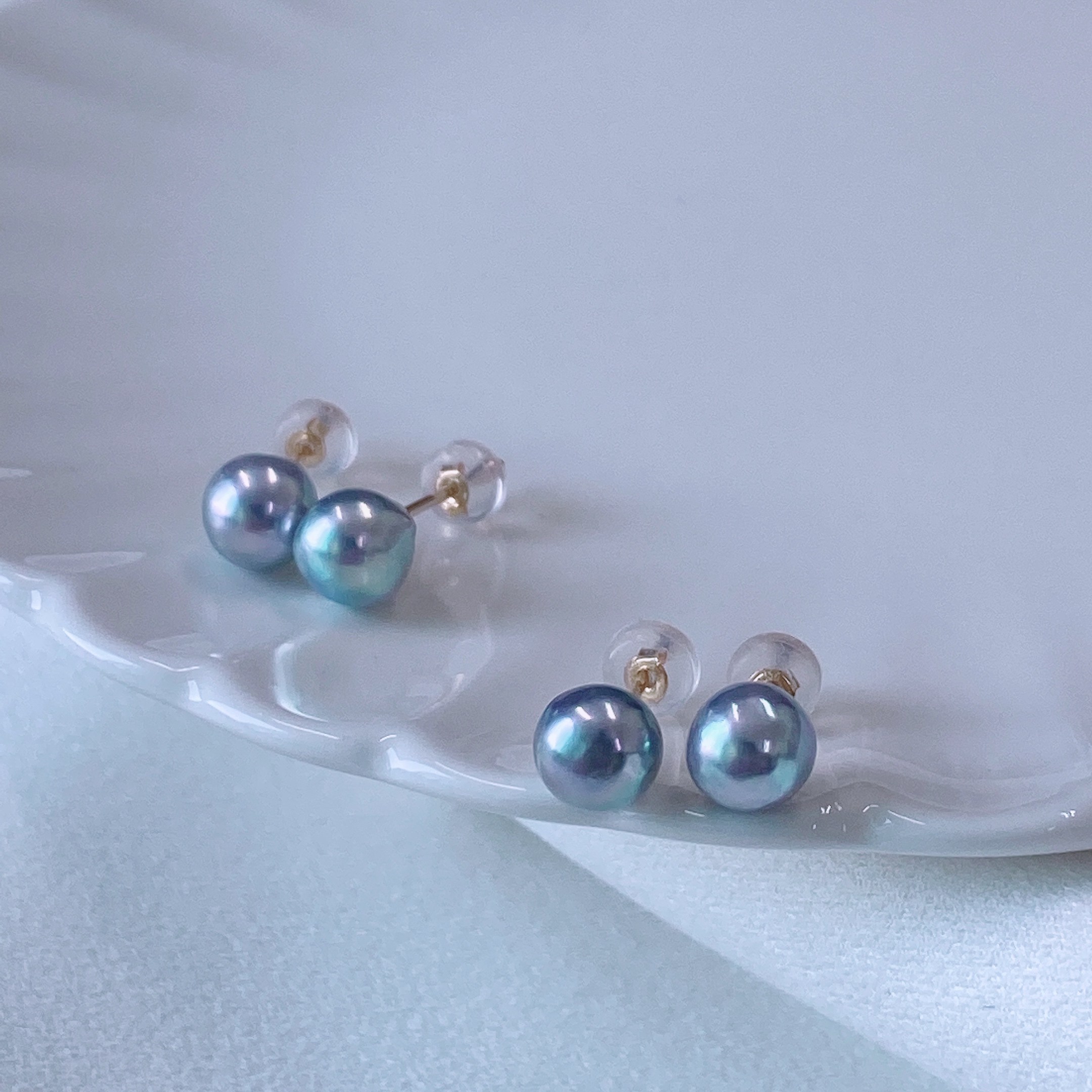 해수 아코야 진주 귀걸이 6mm 7mm 내추럴 그레이/블루 126,000원