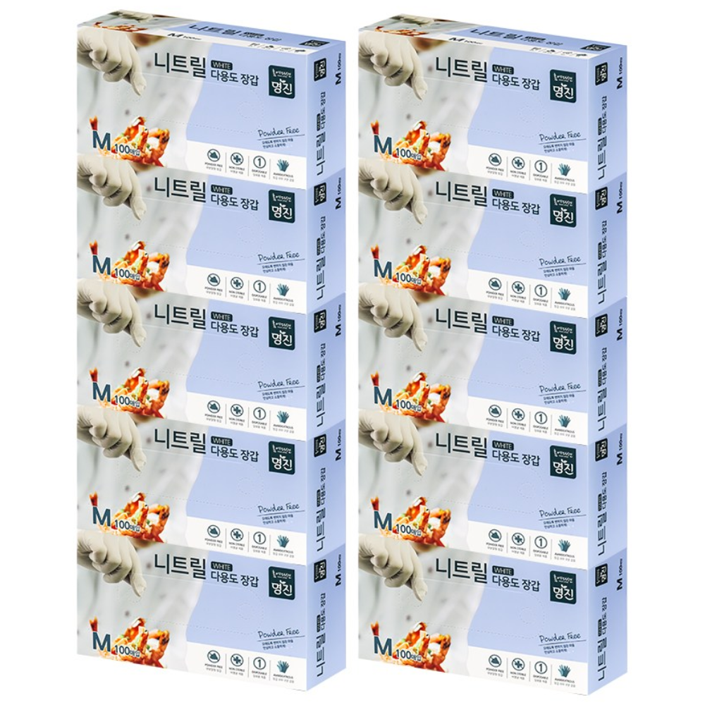 명진 니트릴 위생장갑 M 백색 200매 (100매x2개), 100매, 중, 10개 52,490원