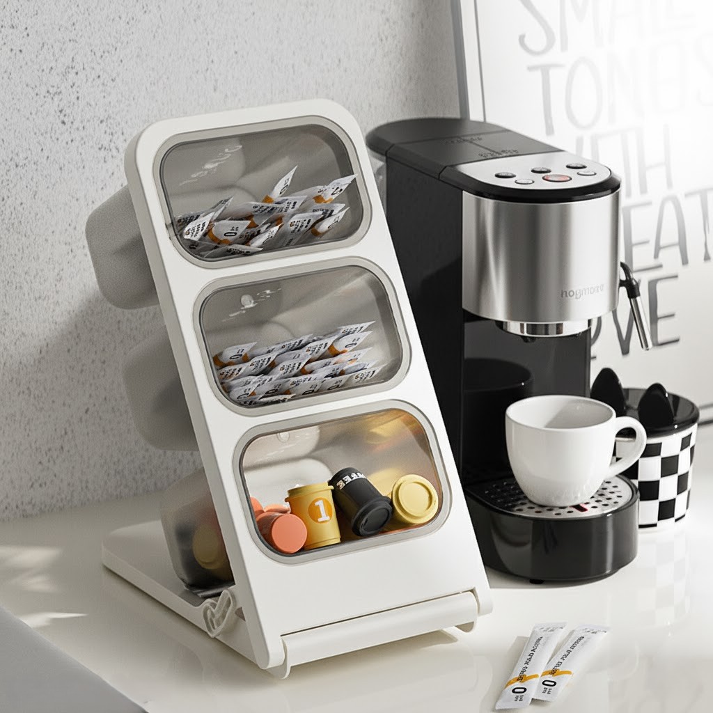 하임리프 깔끔정리 사용편한 45도 탕비실 커피 캡슐 스틱 티백 보관함, 1개, 화이트 14,700원