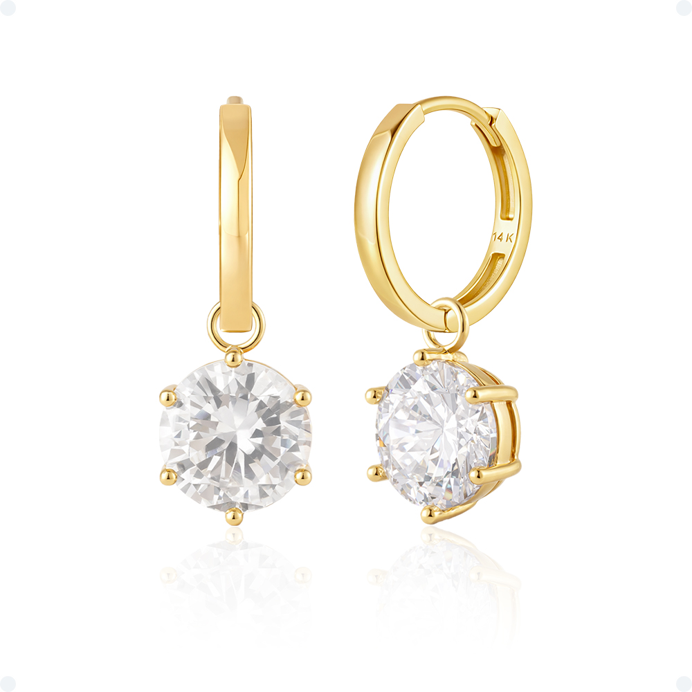 쥬넬 [선물포장] 14K 데일리 무드 6프롱 큐빅 팬던트 금 드롭 원터치 링 귀걸이 가정의달 어린이날 어버이날 생일 선물 264,900원