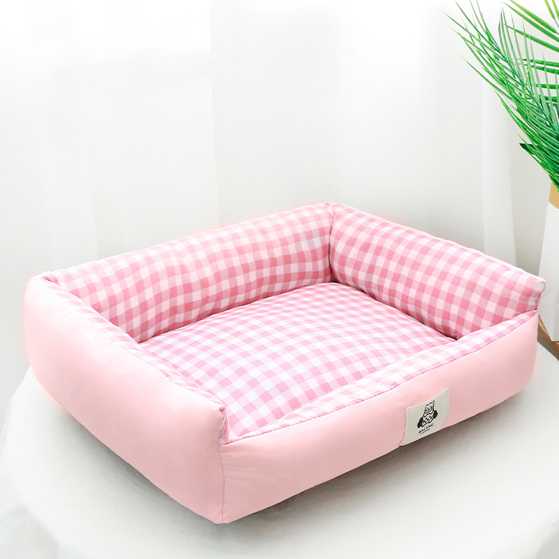 허니버블 반려동물 플라워 꿀잠 사각 방석 쿠션, 핑크체크, 1개 8,000원