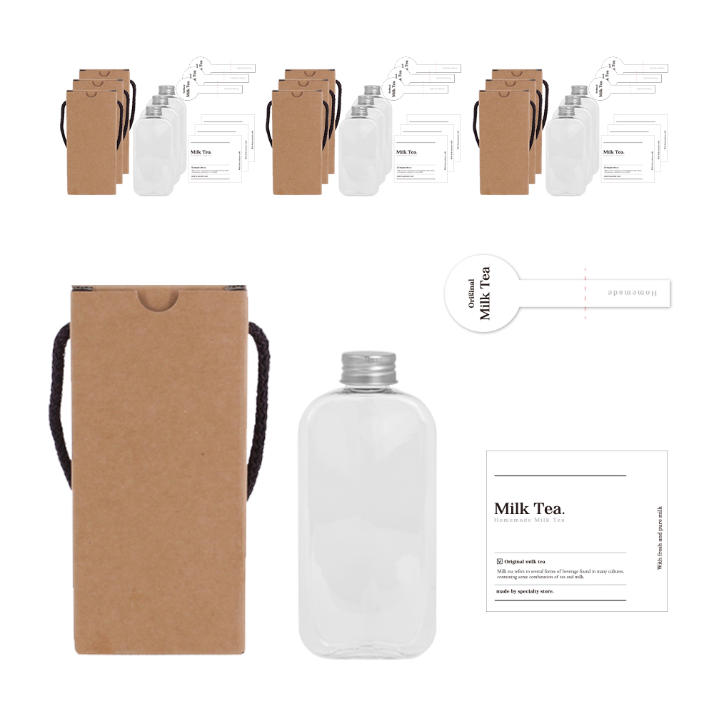 알루미늄실버캡 납작페트 공병 300ml + 클래식 밀크티 스티커 2종 세트, 1개 19,660원