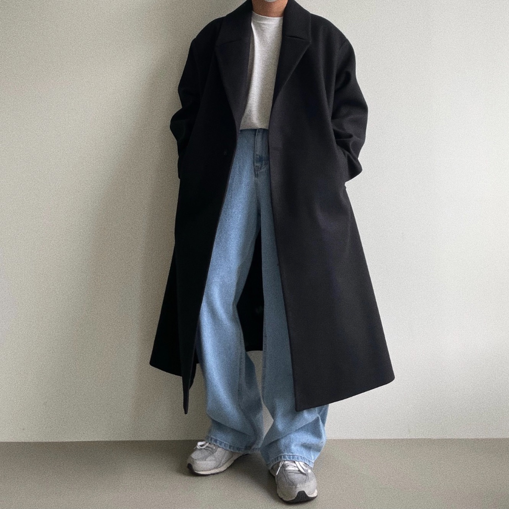 르위 남자 사이드 버튼 울 코트 빅사이즈 오버핏 롱코트 69,000원