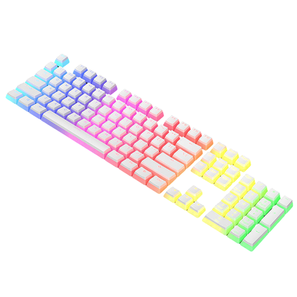 [LED투과 푸딩 키캡] 고급 PBT 104키 이중사출 키보드 키캡세트 + 키캡리무버 포함, 단일상품, 화이트 27,000원