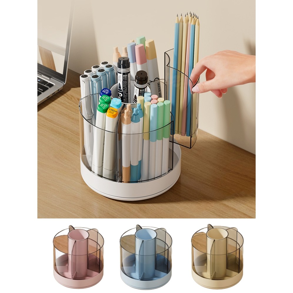 EasyHomey 회전 연필꽂이 볼펜꽂이 아크릴 펜꽂이 360도 회전 다용도 정리함, 1개, 화이트 11,880원