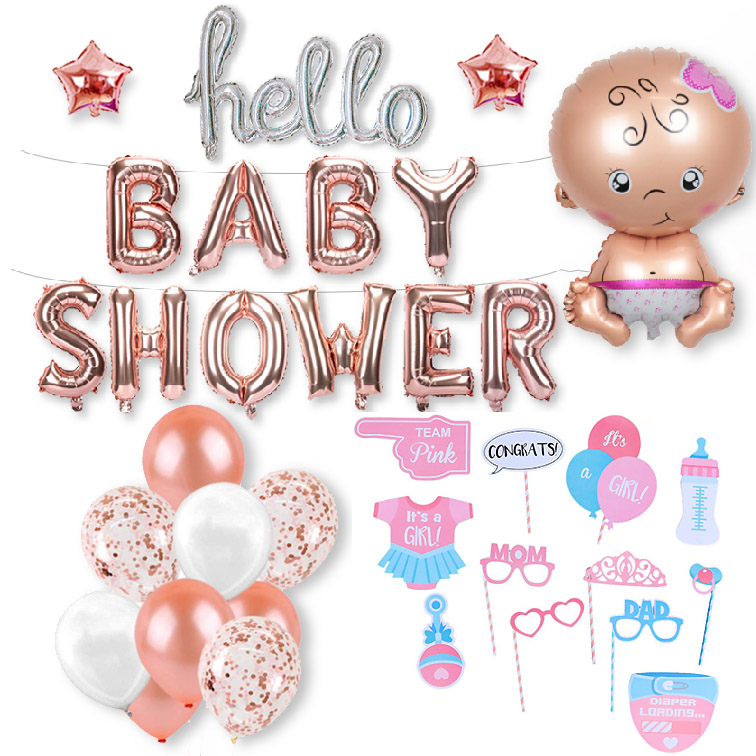 올리브파티 베이비샤워 파티용품 핑크여아 세트, 베이비샤워로즈골드 17,800원