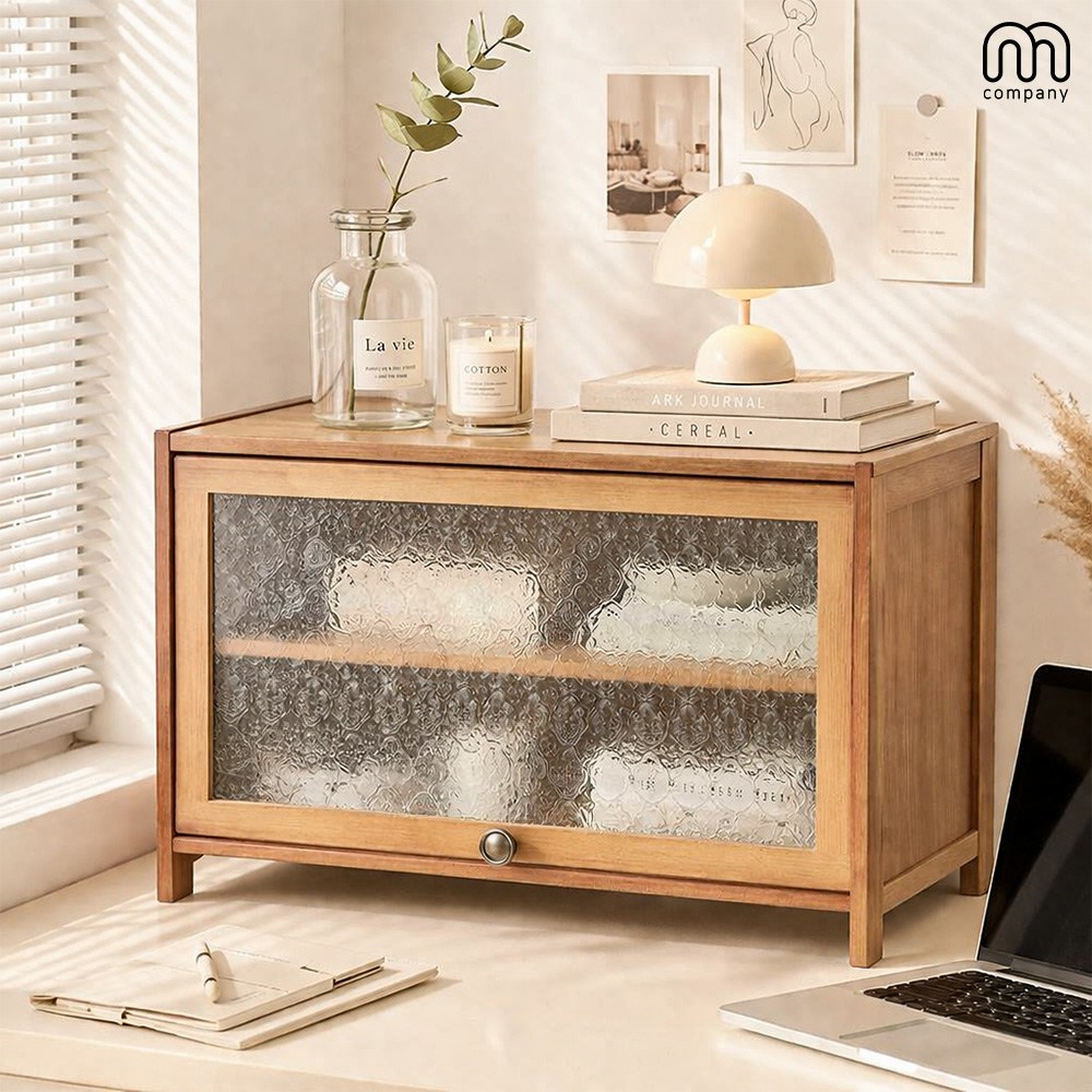 엠컴퍼니 원목 인테리어 책상 책꽂이 2단 책꽂이선반 서류 정리함 간이 북앤드 서랍 수납장 책상위 미니 책꽂이 전면 책장 엔틱 우드 [VP02-565Dz] 46,500원