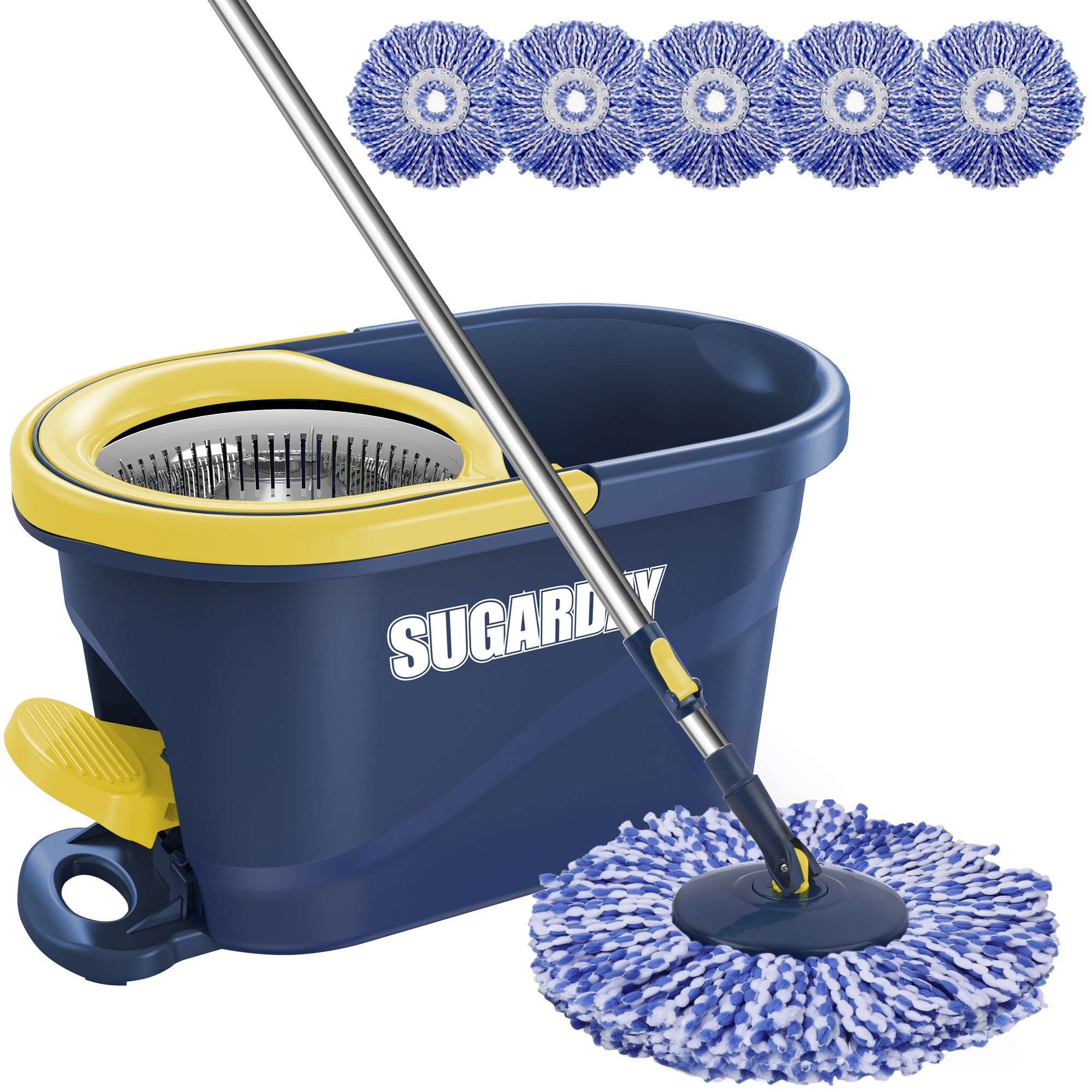 뷔이위이 밀대 바닥청소 통돌이 회전 밀대걸레+탈수통+걸레 5p 38,900원