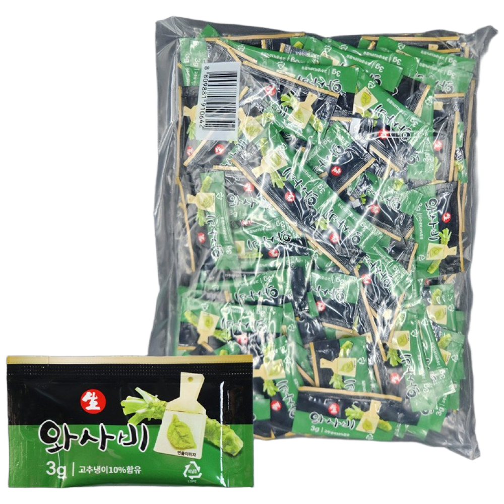 상온 코우 생와사비 3g X 200개입 X 10봉(1박스) 무료배송 / 미니와사비 포장 배달용 미니와사비, 2000개, 3g 96,000원