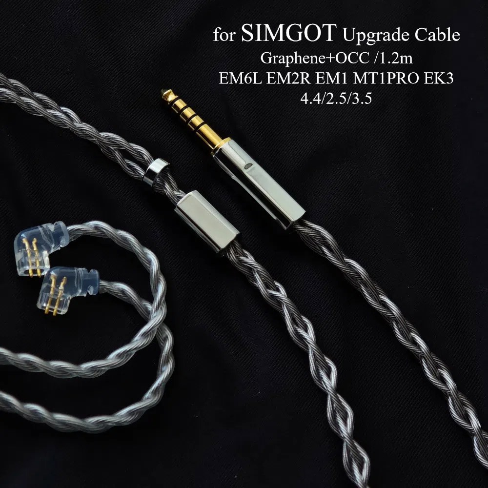 SIMGOT EM6L EM2R EM1 MT1 EK3 그래핀 업그레이드 케이블 4mm 밸런스드 78mm 2핀 HiFi 이어폰 66,300원