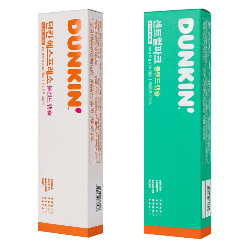 [40캡슐] 던킨 네스프레소 호환 캡슐커피 에스프레소20입+센트럴파크20입 16,100원