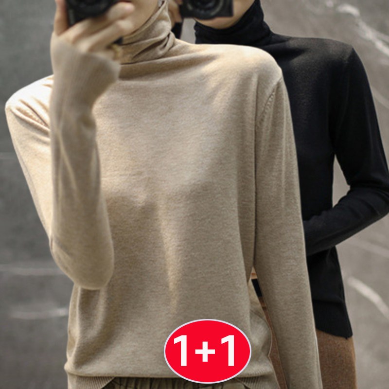 TIMEPURE 봄가을겨울용 신상 울 스웨터 캐시미어 얇은 슬림핏 터틀넥 레이어드 캐시미어 기본 니트 여성용 34,900원