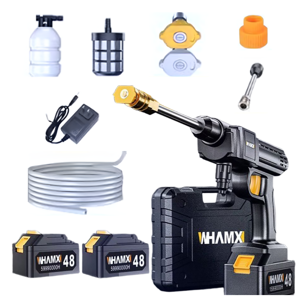 [워맥] 48V 독일기술 고압 세척기 세차기 무선 가정용 휴대용 하수구 에어컨 전기 충전, 기본형 배터리2개(케이스) 76,000원