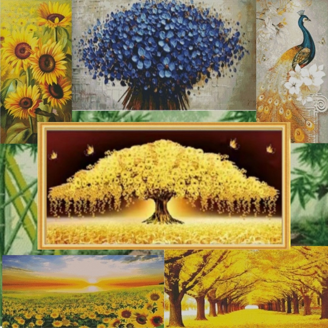 마스터24 대형 보석집사주 diy 패브릭 원단형 원형 비즈 보석십자수 재물운 사슴가족 황금금저수 해바라기 산수화 모음전 35,800원