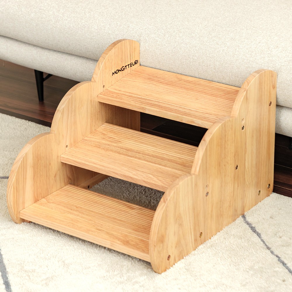 몽뜨리 강아지계단 애견 용품 계단 고양이 스크래치 반려견 침대 소파 원목 펫스텝 발판 논슬립 펫용품 64,900원