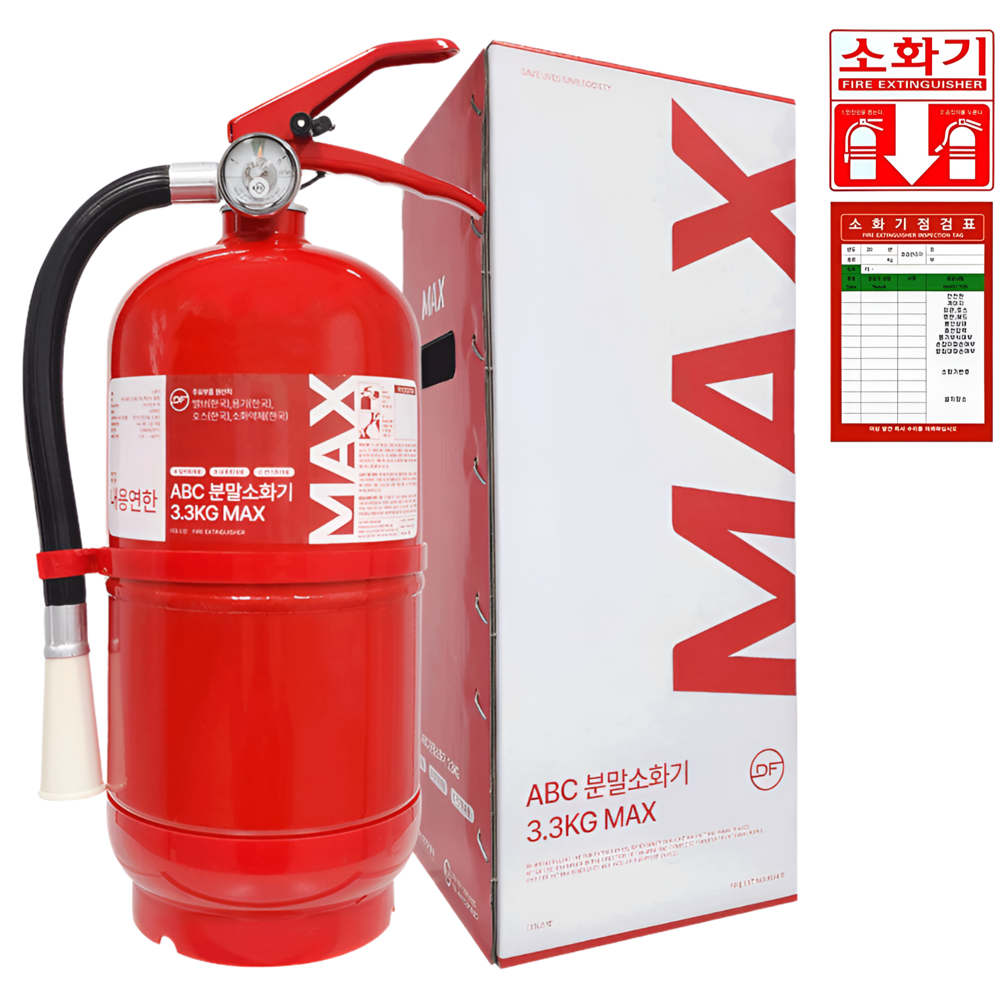 [올국산] MAX ABC 3.3kg 소화기 고성능 KFI 국가검증 점검표+스티커 증정 가정용, 1개, 3.3kg 25,900원