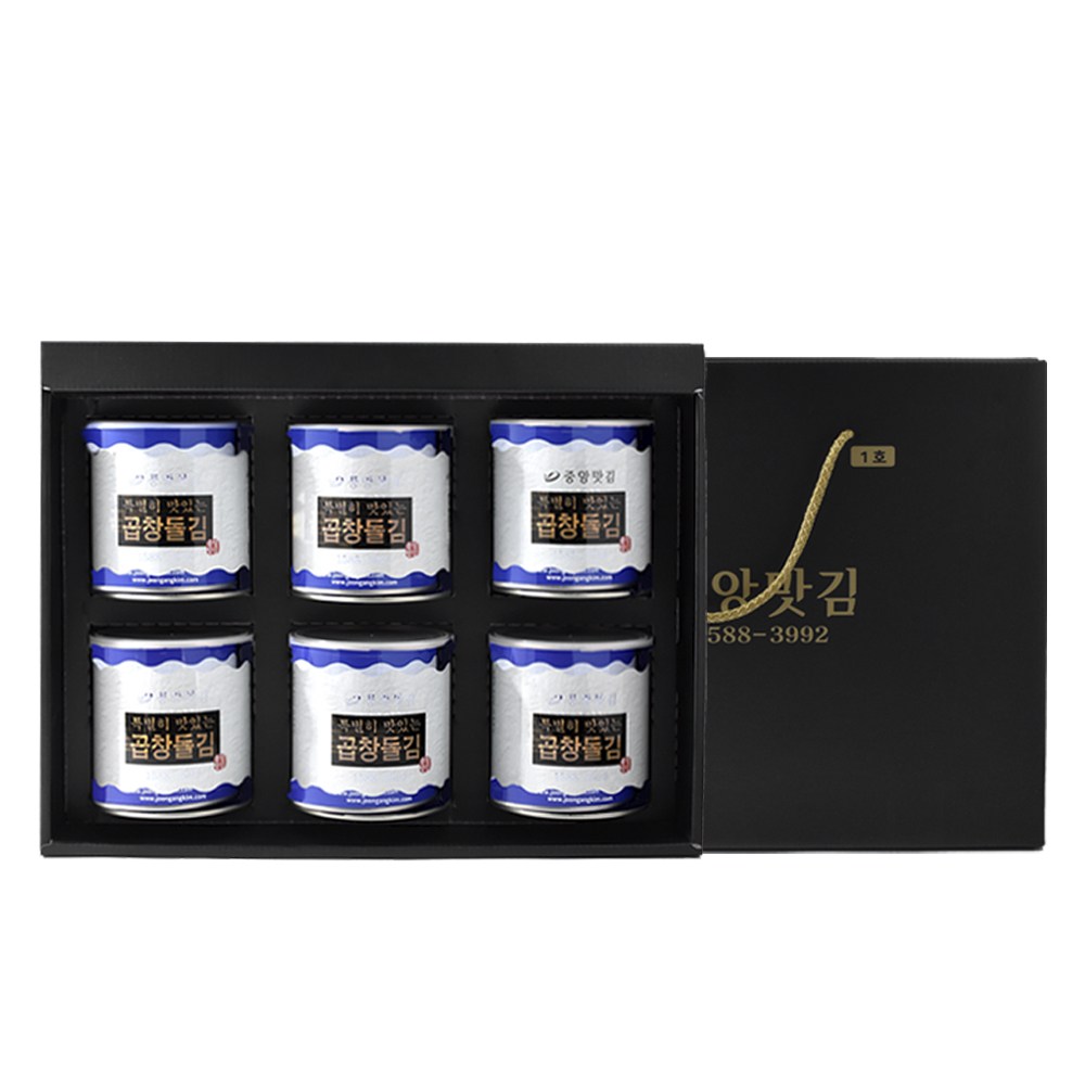 중앙맛김 보령 대천김 특별히 맛있는 곱창 돌김 캔김 6캔 선물세트, 1개 36,640원