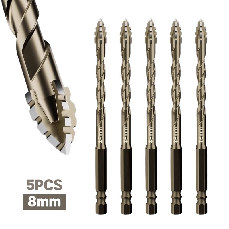 tinduo 만능 4날 톱니형 드릴 비트 6.8.10.12mm 5개입 타일 세라믹 보이드 콘크리트 벽돌담 목재 유리 플라스틱 전동드릴 함마드릴 임팩 드릴 새트 9,500원