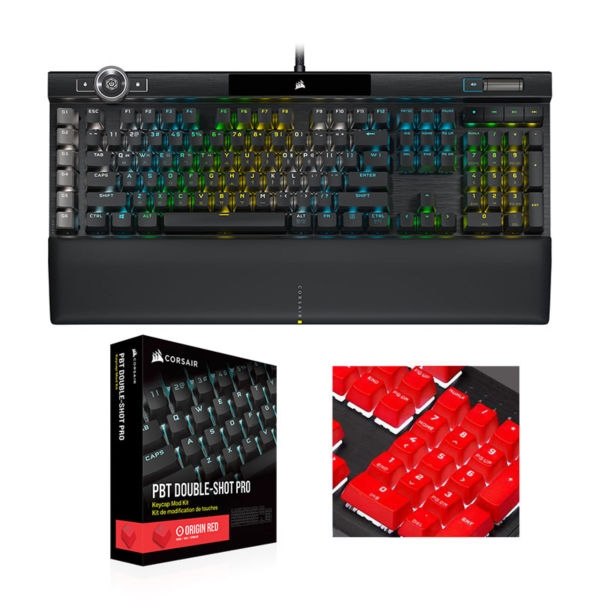 CORSAIR K100 RGB PBT 기계식 키보드 광적축 (한글) + PBT 이중사출 프로 한글 각인 키캡 (레드) 381,110원