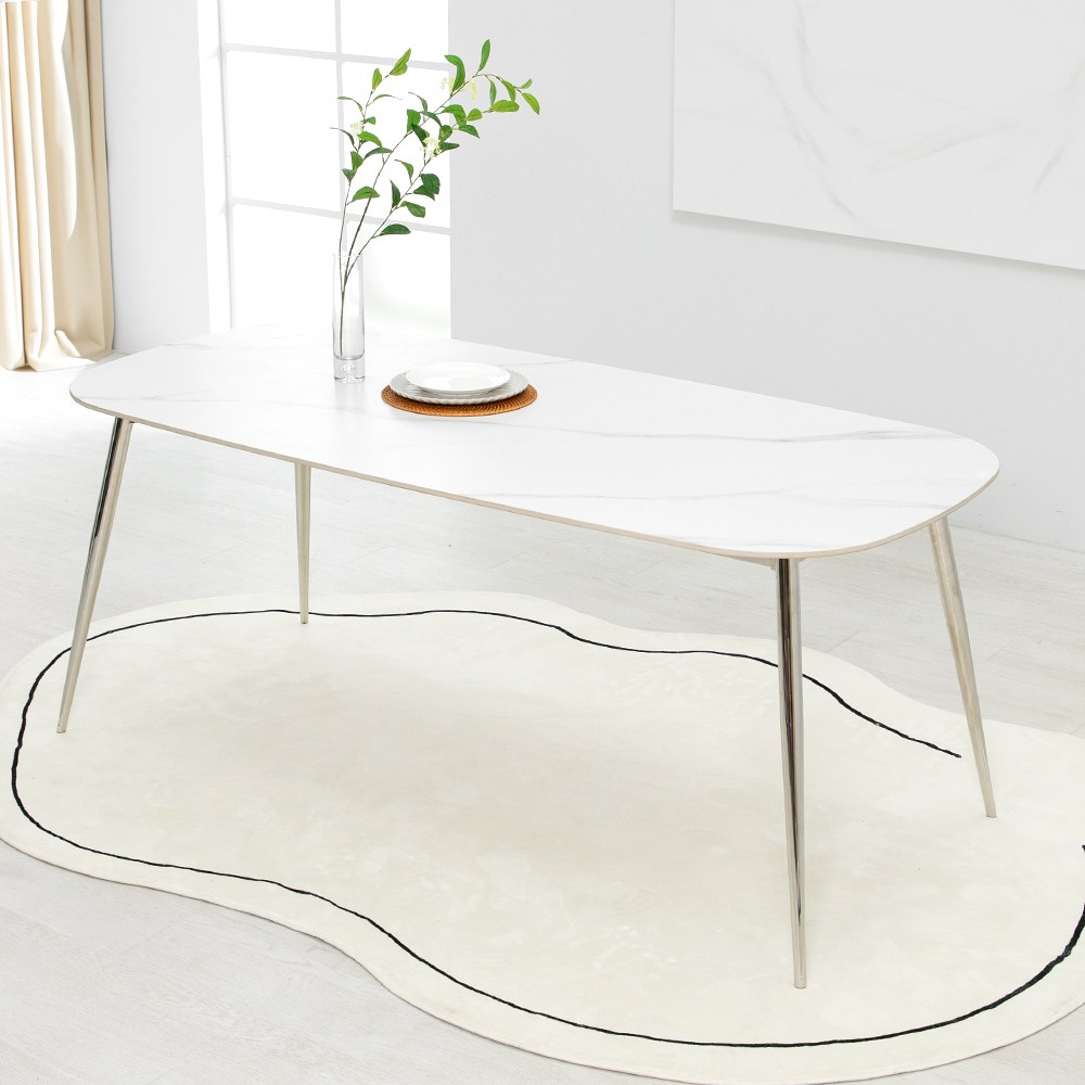 헤이즈 세라믹 1800X850 타원형 12T 포세린 통 테이블, 화이트 159,000원