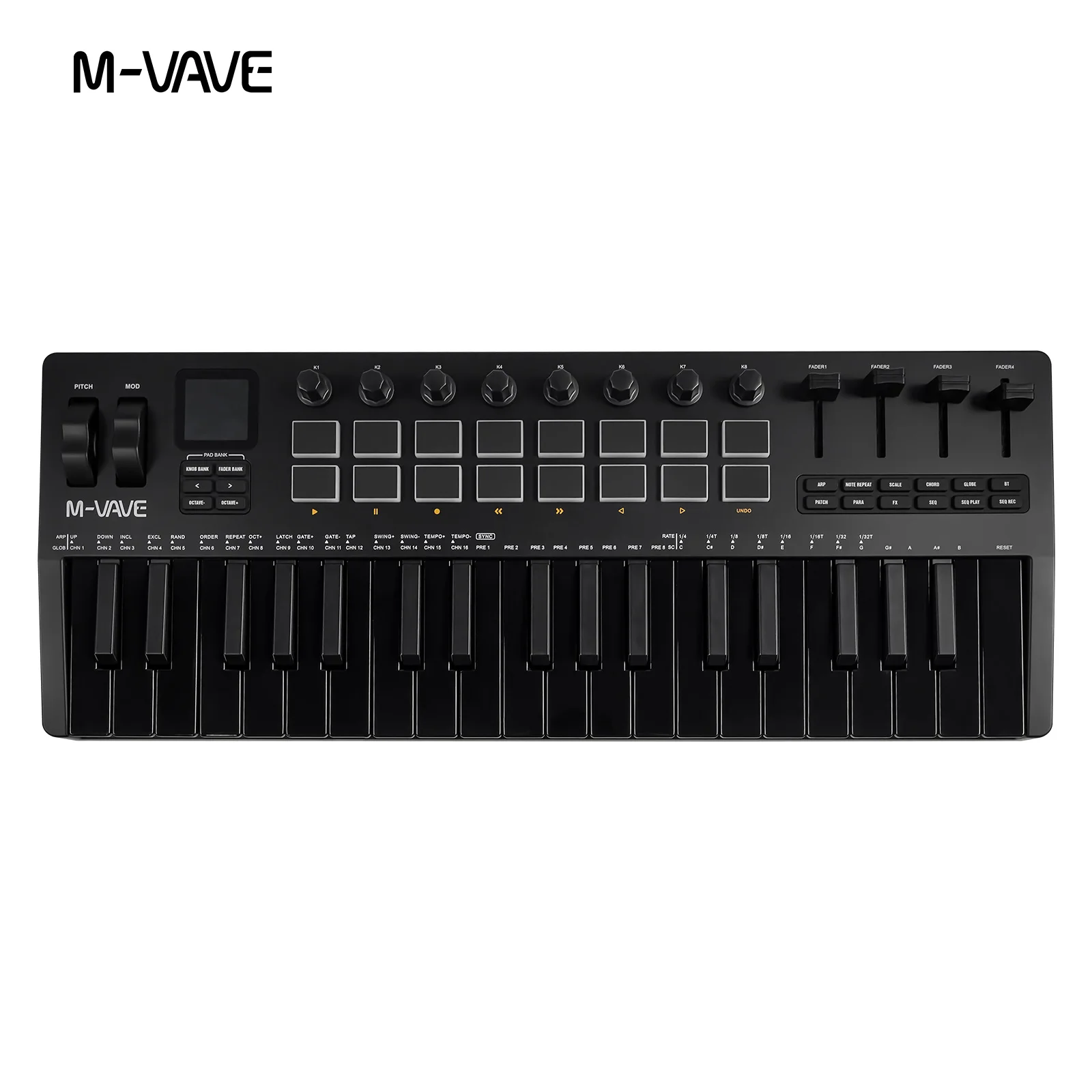 쿠쿠스토어 M-VAVE SMK-37 프로 37키 블랙 MIDI 컨트롤러 1개의 RGB 패드 노브 내장 신디사이저 휴대 150,700원