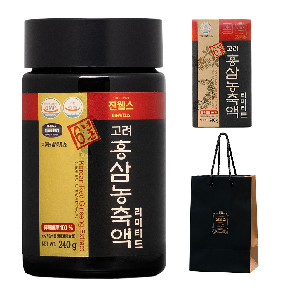 [진웰스] 고려 홍삼 농축액 리미티드 240g 진세노사이드 36mg 설날 명절 선물세트 쇼핑백포함 건강기능식품 1,075,000원