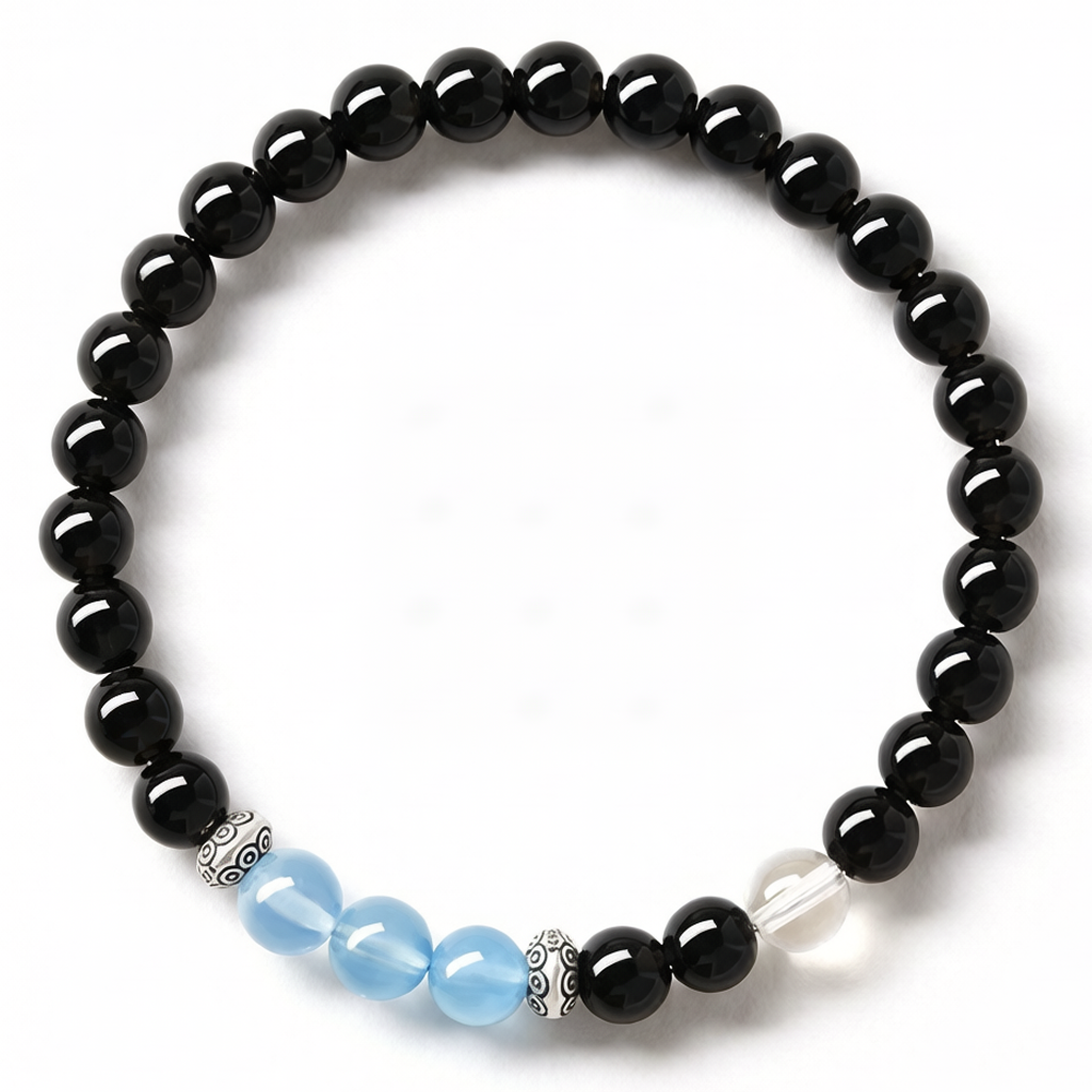 SEWEEK 천연 흑요석 팔찌 염주 패션 팔찌 아람보 화이트 크리스탈 이송 구슬 팔찌 행운의 재화 건강운수 소원성취 8mm 29,980원