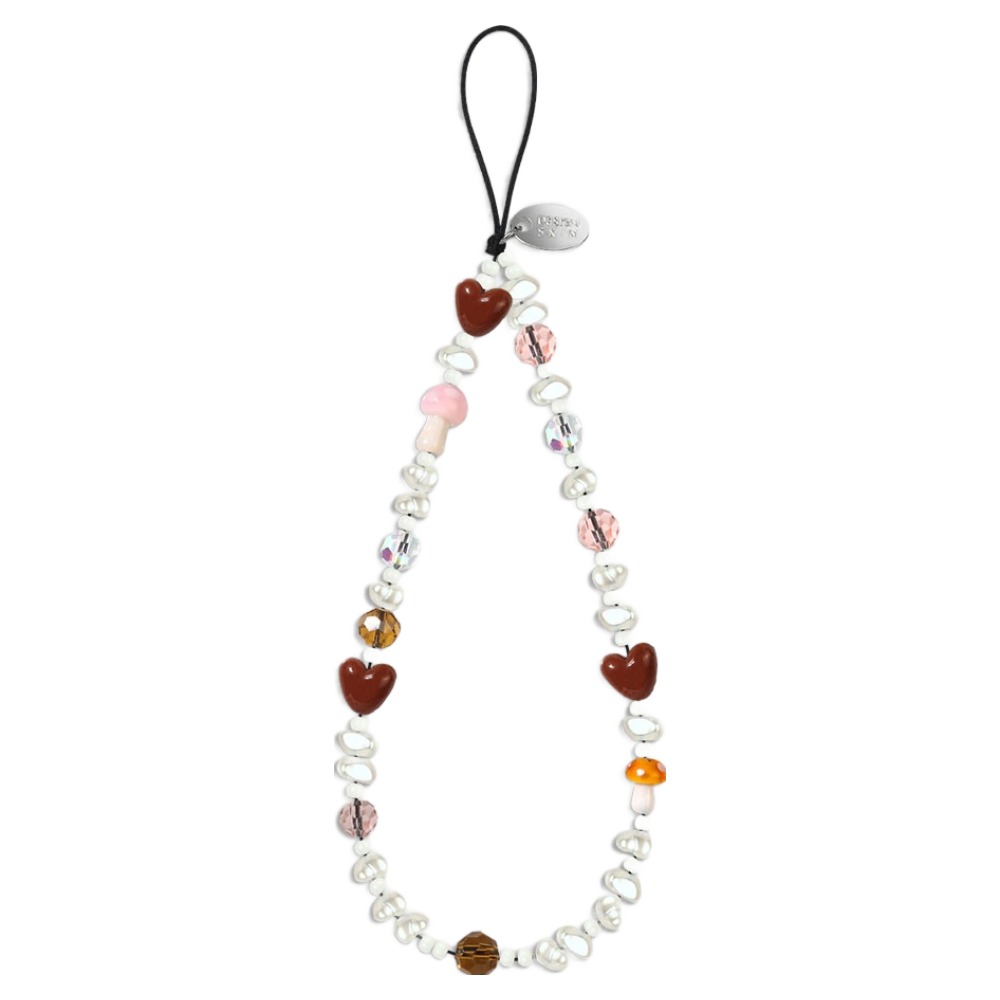 DESIGNSKIN 비즈 핸드스트랩 브라운 머쉬룸, 혼합색상, 1개 18,500원