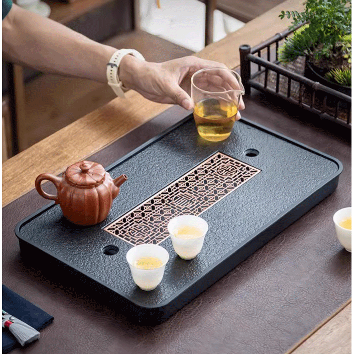 화정차반 다도 다기 블랙 돌판 차판 티트레이 쟁반 받침대, 1개, 블랙(중간사이즈) 29,800원
