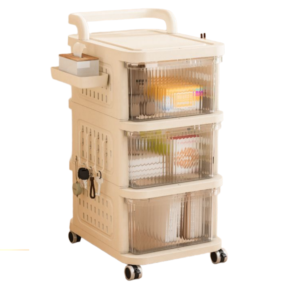 밀슨 사이드 수납 가능한 반투명 트롤리 기저귀 정리함 주방, 반투명, 3단 26,500원