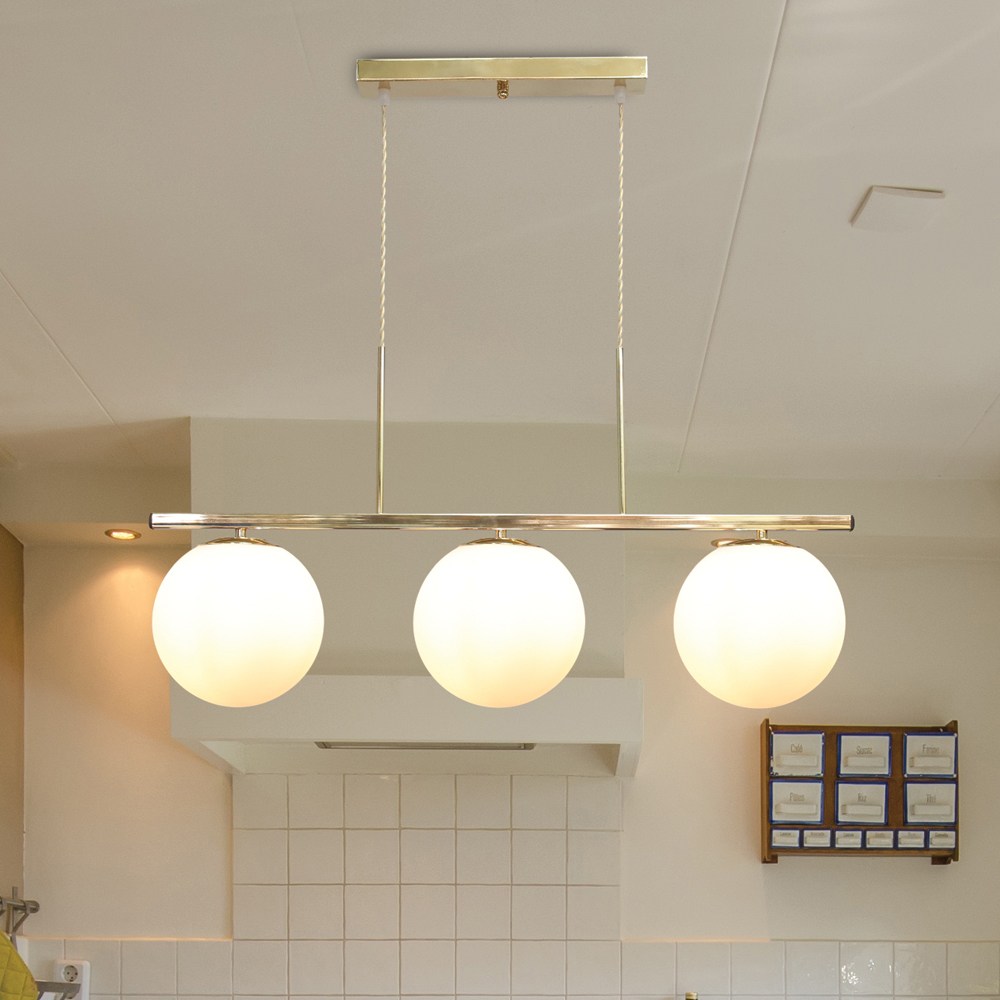 미도라이팅 유백유리3등펜던트200mm LED램프*3제공 펜던트조명 모던조명 식탁등 주방등 까페조명 매장조명 팬던트조명, 밝은빛8W 주광색*3 262,000원