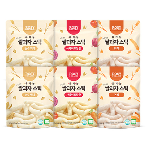 로지오가닉 유기농 쌀과자 스틱 과자 순수 백미 25g x 2p + 사과비트당근 25g x 2p + 귀리 25g x 2p 세트 14,900원