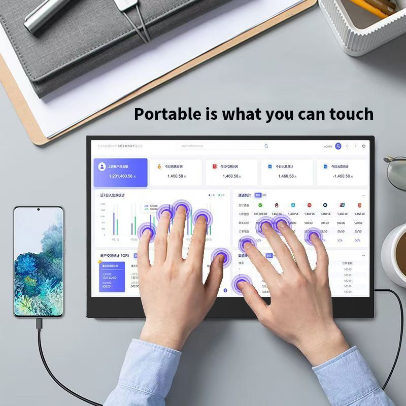 15.6인치 터치 포터블 모니터 외장 보조 화면 XBox ps5Switch 컴퓨터 모니터 포터블 스크린, 1개, 검정 177,650원