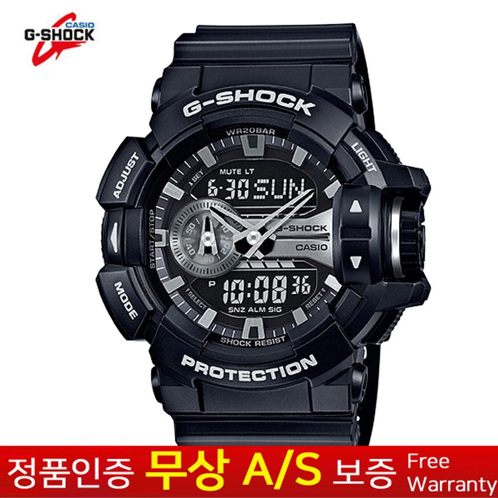 [G-Shock 지샥] [무상AS 정품] 남성남자학생 스포츠아웃도어 지샥 화이트블랙 전자손목시계 GA-400GB-1A 178,900원