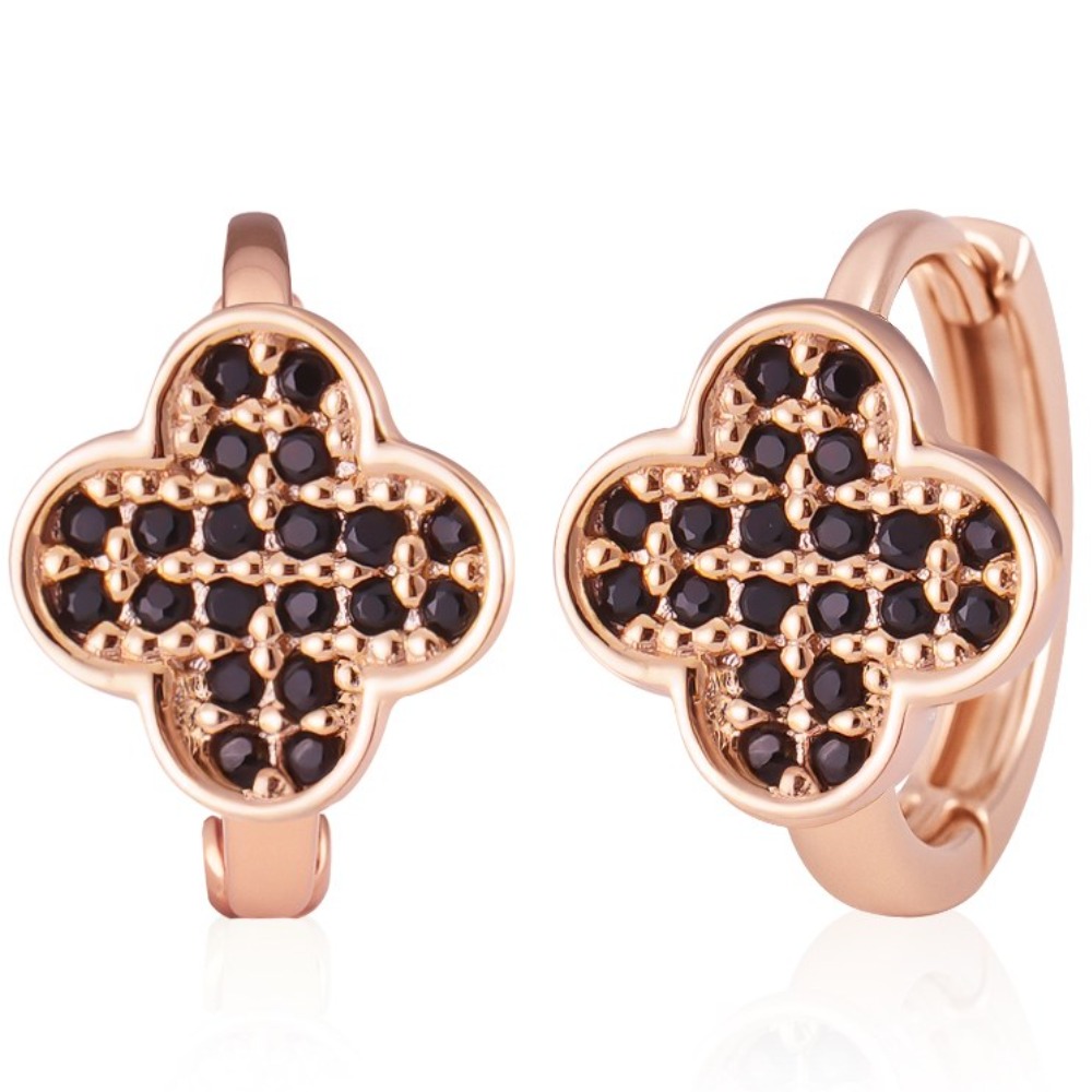 쥬넬 14KGF 촘촘 큐빅 빅 클로버 원터치 링 귀걸이 58,900원